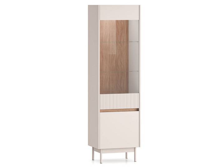 Feldmann-Wohnen Vitrine Dunea (mit Türen, mit Einlegeböden, mit Glaseinsatz, 1-St., moderne Optik, Breite 55cm, mit Beleuchtung, Front MDF) Cashmere Eiche Cremona Torro, Breite 55cm mit Beleuchtung