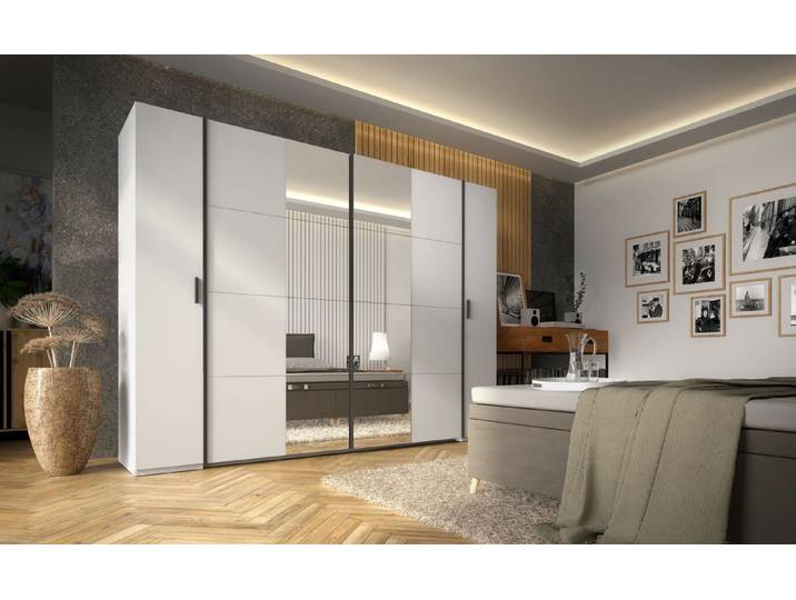 Lukas Möbel Schwebetürenschrank Kleiderschrank Store 270 cm mit Dreh/Schwebetüren Spiegel Schubladen