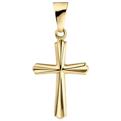 Kreuzanhänger JOBO "Anhänger Kreuz", gelb (gelbgold 375), Schmuckanhänger, Damen, Gelbgold 375, 375 Gold