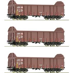 Roco 6600131 Offener Güterwagen DC Wagenset mit drei 4-achsigen offenen Güterwagen. Gattung Ealos-t. der Deutschen Bahn.