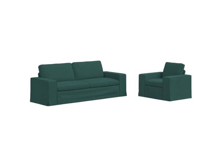 KUTYWEXFM Sofagarnitur 2-Teilig Dunkelgrün Stoff Couch Set Metallrahmen Modulares 2er Couch Set für Wohnzimmer und Gästezimmer, mit robustem Metallgestell, weicher Polsterung und Stoffbezug.
