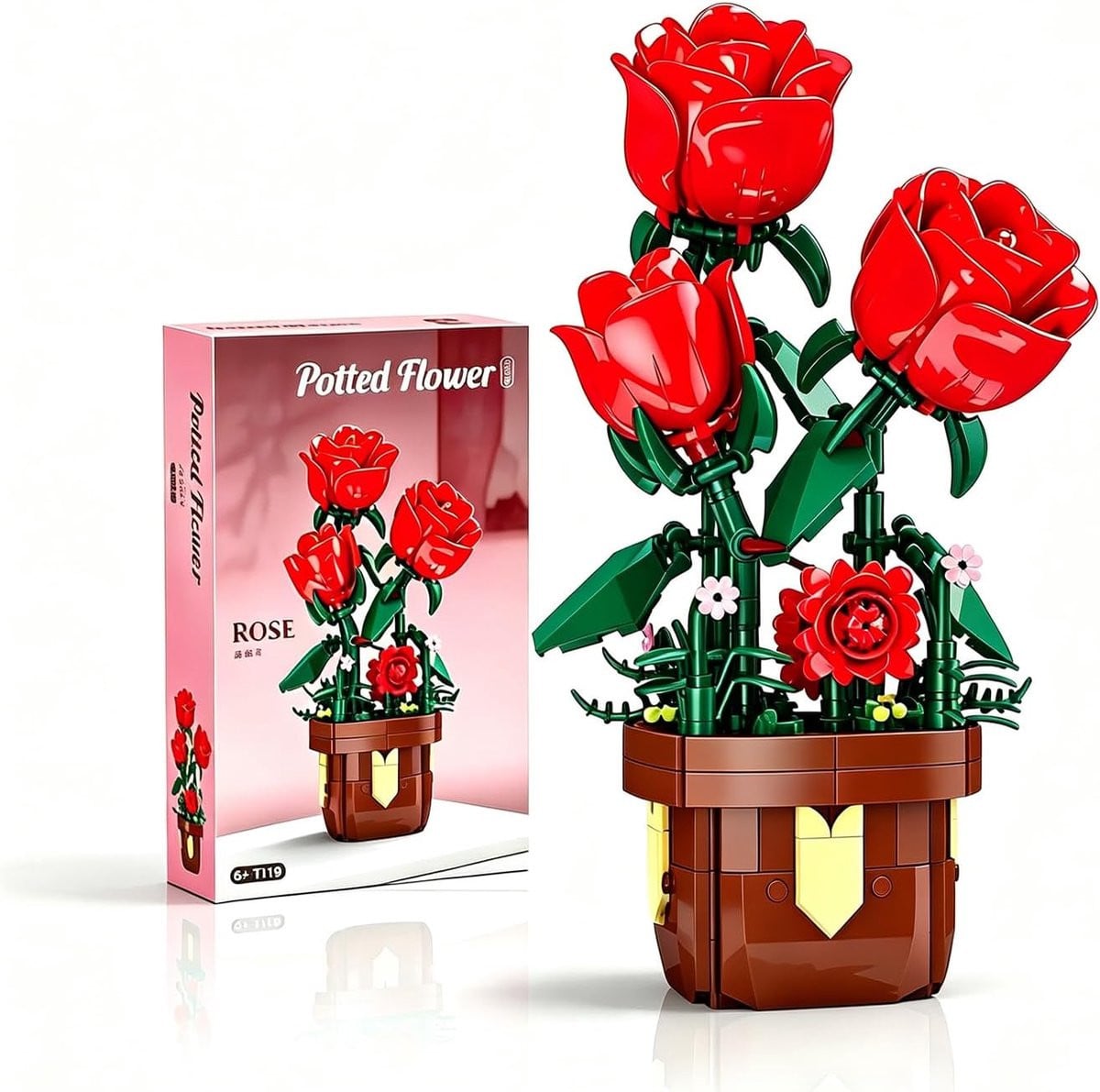 ShopVlot Rozenbouwset met kunstmatige rode rozen en botanisch boeket voor decoratie