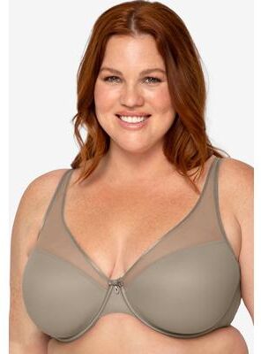 Plus Size Women's Sheer Mesh Plunge T-shirt Bra by Curvy Couture in Bark (Size 40 DD)