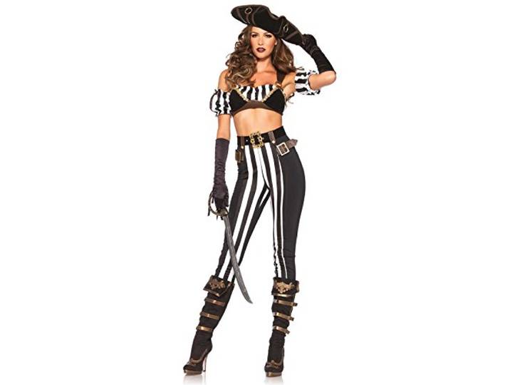 Leg Avenue 85367 - schwarz Beauty-Piraten-Damenkostüm Set, Größe Large EUR 40, schwarz/weiß