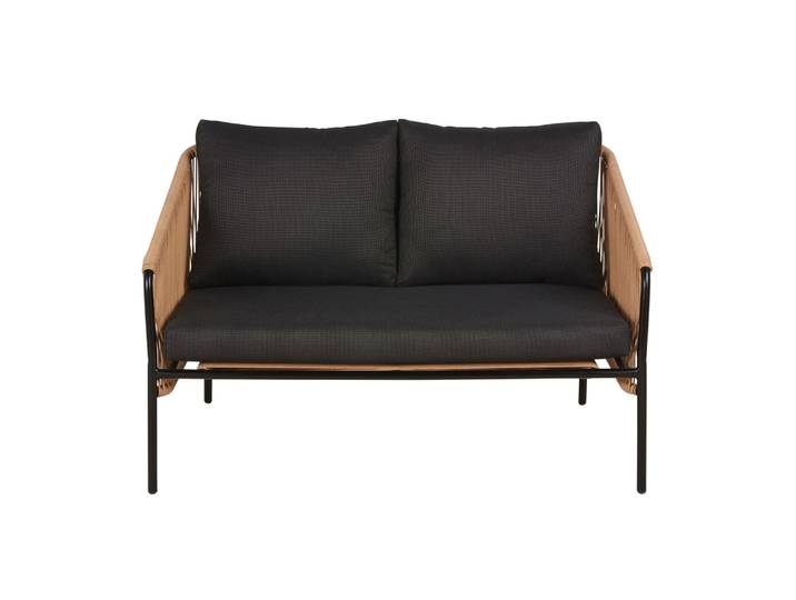 2-Sitzer-Sofa aus recyceltem Kunstharz, schwarz