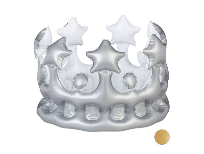 Aufblasbare Krone Weiss-Silber