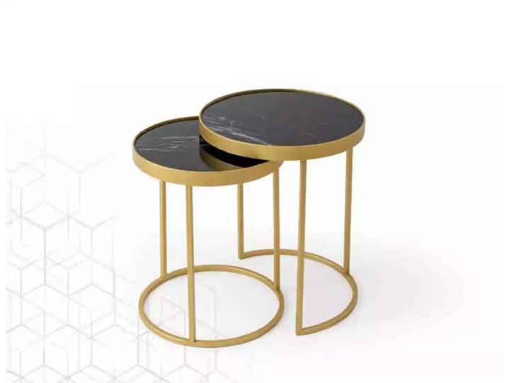 JVmoebel Beistelltisch Edelstahl-Beistelltisch in Gold mit eleganter Formgebung (2-St., 2x Beistelltische), Made in Europa