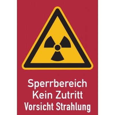 König Werbeanlagen Warnschild Strahlenschutz Sperrbereich - Kein Zutritt - Vorsicht Strahlung (WS 161) - 210x297x0.45 mm Aluminium geprägt