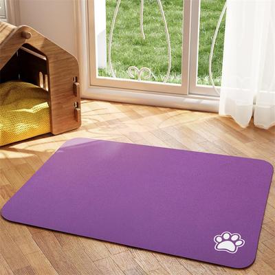 Happy Pet Pantry Non Slip Dog Cat Placemat, Messy Drinkers Mat For Food & Water Bowls, Fast Drying purple l