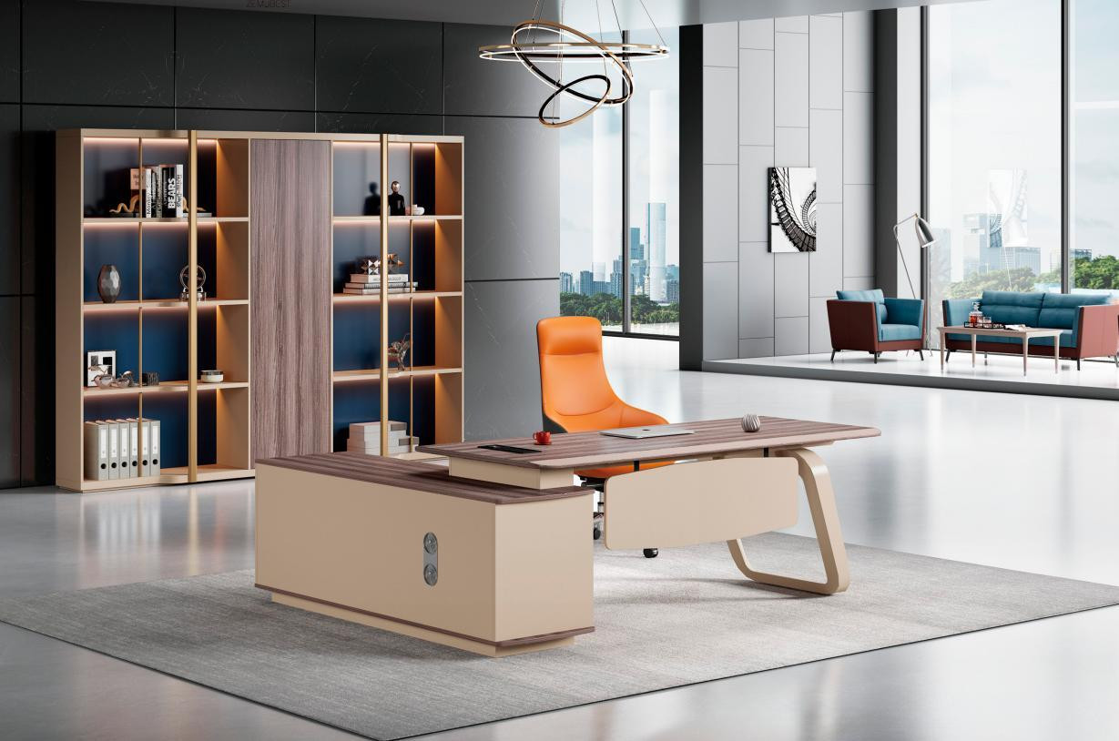 AEA Bureau Set met Hoekbureau en Kast in Hout - Beige