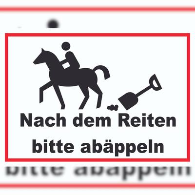 HB-Druck Bitte abäppeln Schild Pferde, Reitplatz A0 Rückseite selbstklebend