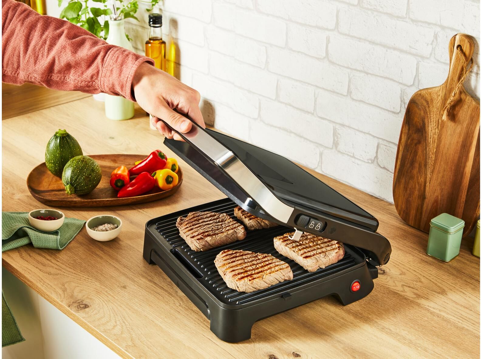 Kontaktgrill TEFAL "Inicio Classic GC2718 2000 W", schwarz, Kontaktgrill_Standgrill_Tischgrill_Teppanyakigrill, Kontaktgrill schwarz Einheitsgröße