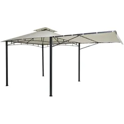 Décoshop26 - Gartenpergola/Pavillon mit beweglicher Seitenwand Stahlrahmen 2,5 x 2,5 m cremefarben-beige 04_0008115