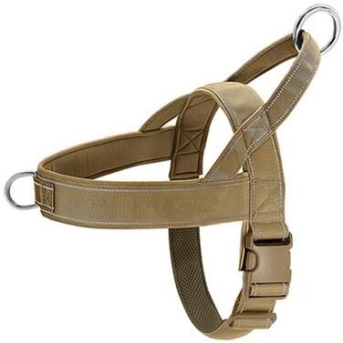 Fusion Finds Heavy Duty Tactical Dog Harness For Large Dogs, No Pull Adjustable Reflective Training Vest khaki m