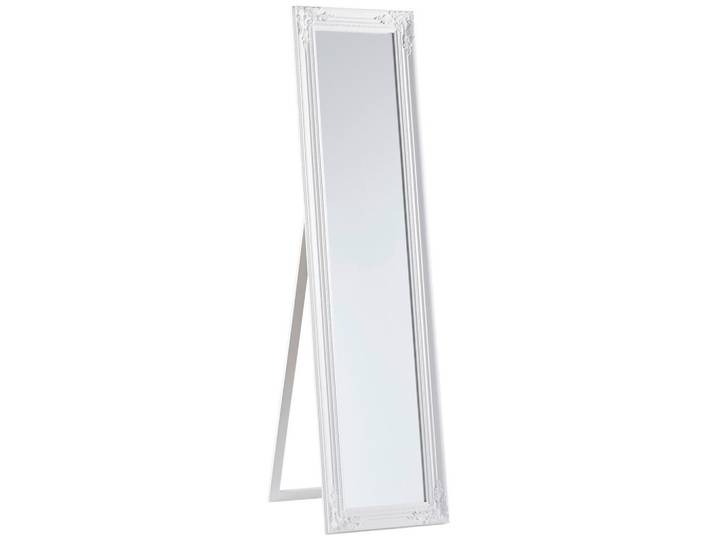 Carryhome Standspiegel, Weiss Hochglanz, Holz, Glas, Eukalyptusholz,Eukalyptusholz, massiv, rechteckig, 44x168x5 cm, Ganzkörperspiegel, Spiegel, Standspiegel