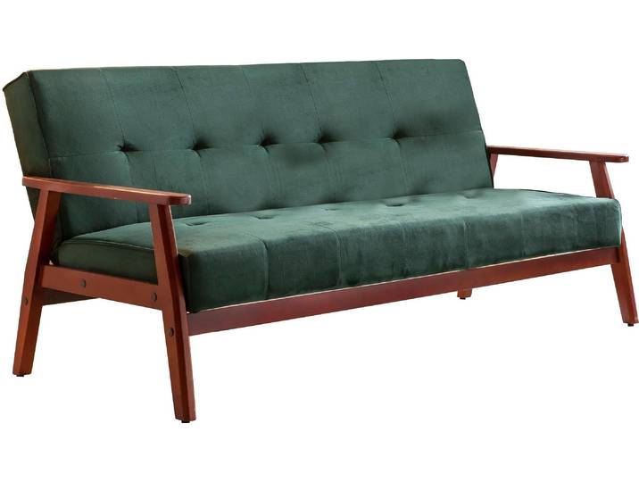 Schlafsofa SALESFEVER Skagen 3-Sitzer Sofa , grün (tannengrün), B:190cm H:81cm T:85cm, 100% Polyester, Gestell Eukalyptus, Sofas, Schlafsofa, Holzgestell Sofa: Entspannung und Schlaf auf 190cm Breite