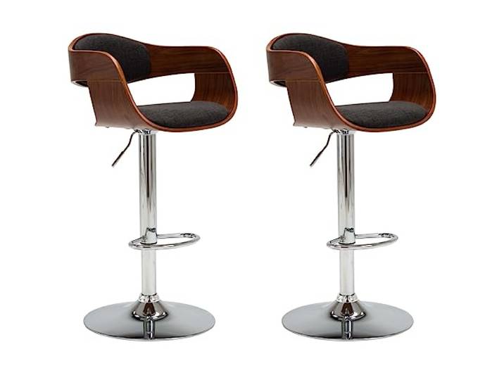 vidaXL Barhocker 2 STK. Grau Bugholz und Stoff