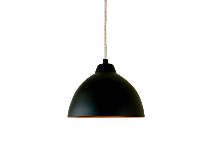 Suspension en terre cuite charbon avec câble textile lin d.20cm