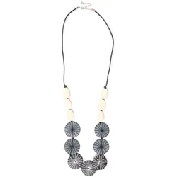 Lange Kette "Blacky", Damen, Gr. onesize, Holz, weiß, COLLEZIONE ALESSANDRO, Basic, Halsketten, Holzscheiben