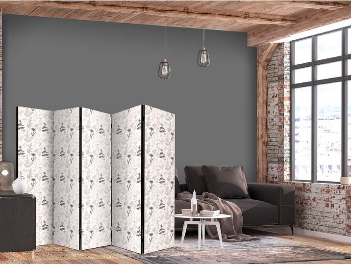Paravent illustration botanique 2 faces Autres Blanc/Noir 225 x 172cm