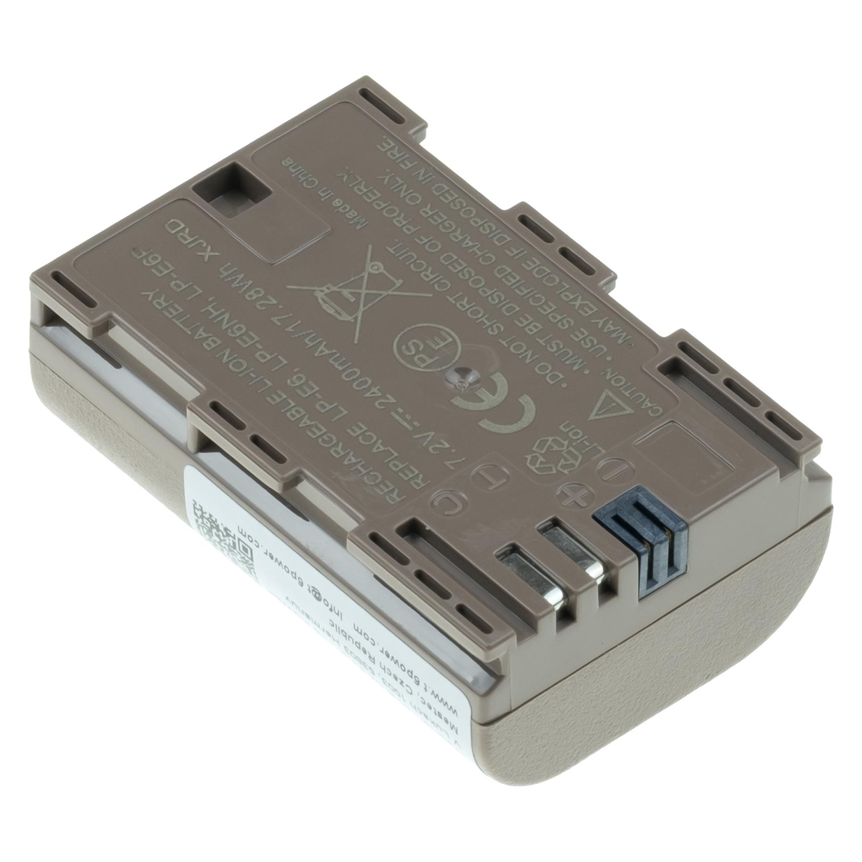 T6 Power Baterie pro Canon LP-E6, LP-E6N, LP-E6NH, 2400mAh, 17,2Wh, USB-C (Kamera Akku) (DCCA0027)