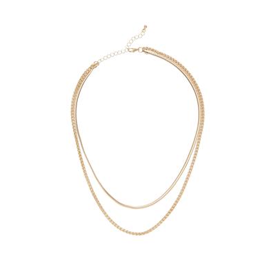 Collier LASCANA, Damen, Gr. Eisen Messing, L: 50, gold (goldfarben), Eisen, Messing, glänzend, Halsketten Collier, 2-reihige Halskette, Schlangenkette