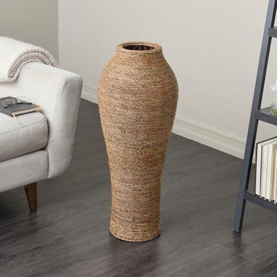 ARCILLA ELEMENTAL Brown Seagrass Handmade Tall Wrapped Decorative Vase
