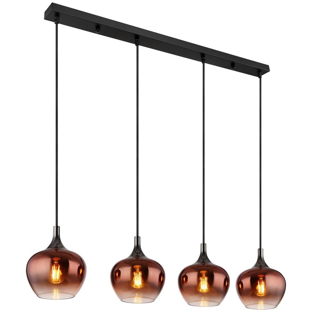 Collett's Monde Hängeleuchte , Schwarz, Kupferfarben , Metall, Glas , 18x120x100 cm , Lampen & Leuchten, Innenbeleuchtung, Hängelampen, Pendelleuchte