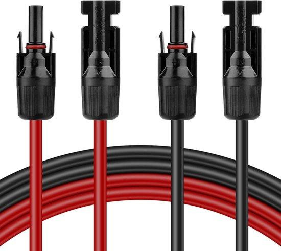 Zonnekabel Set voor het koppelen van zonnepanelen, IP68 waterdicht, 2x 3 meter, Rood Zwart