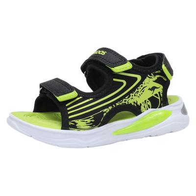 Sandale KANGAROOS "K-SLS GOBLIN", Mädchen, Gr. 26, Synthetik, raven, lime, Schuhe Sandale, für Alltag, mit Blinkfunktion, mit Klettverschluss