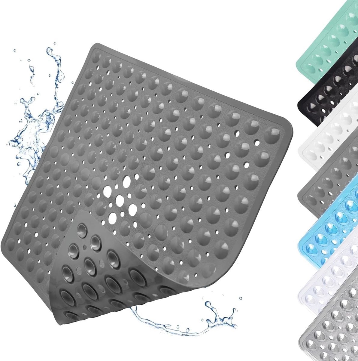 Antislip Douchemat met Zuignappen - Vierkante Badmat - Grijs - 53 x 53 cm