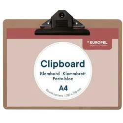 EUROPEL Klemmbrett A4 Holz / Metall braun 1 Stück braun, 31x23.5 cm