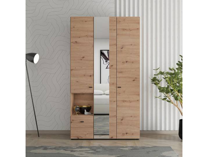 Garde-robe 3 Portes\, 117x52 cm Chêne Marron Nœuds\, Porte-manteau