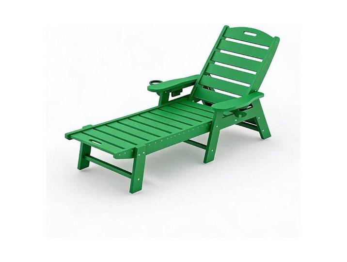 Transat jardin HDPE surdimensionné pliable - 5 positions inclinables - Porte-gobelet intégré - Capacité 450 lb - Vert