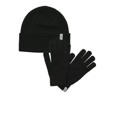 Beanie JACK & JONES "JACCOOPER BEANIE AND GLOVES GIFTBOX", Herren, schwarz, Strick, Kunstfaser, unifarben, Mützen Beanie, Kunstfaser, Einheitsgröße