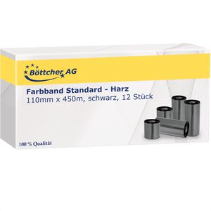 Böttcher-AG Farbband Standard für Zebra, Wachs, Thermotransfer, 110mm x 450m, schwarz, 12 Stück