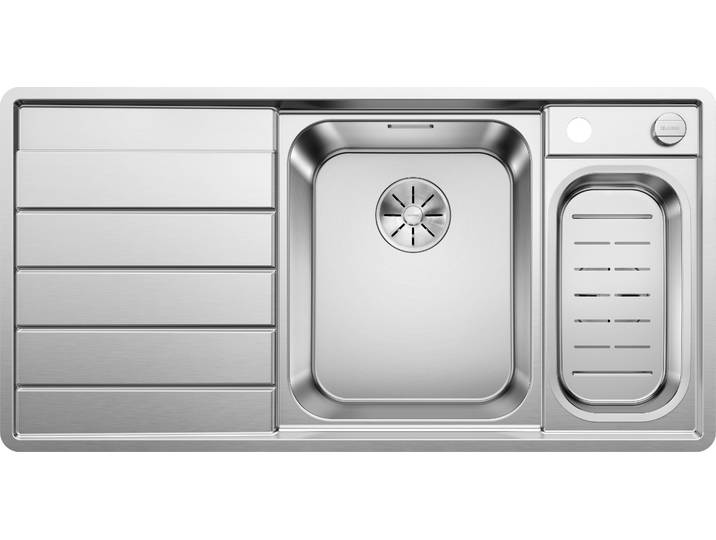 Küchenspüle BLANCO AXIS III 6 S-IF , silber (edelstahl seidenglanz), B:100cm, Edelstahl, Küchenspülen, mit Glasschneidebrett und Edelstahlschale