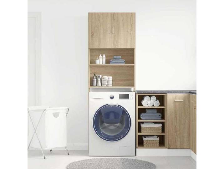 (ON SALE)Meuble haut de salle de bain Meuble WC de machine à laver chêne sonoma bois d'ingénierie 55308