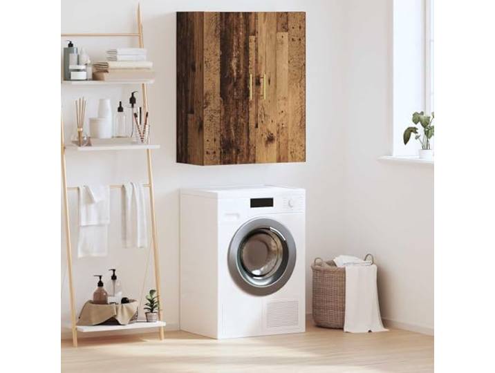 RJPLMFV Wandschrank, Holz, Antik-Optik, 69,5 x 34 x 90 cm Holzwerkstoff, Regale, Scharniertüren, Metallgriffe, Aufbewahrung für Wohnzimmer oder Büro