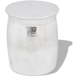 vidaXL Hocker/Beistelltisch aus gehämmertem Aluminium Silbern