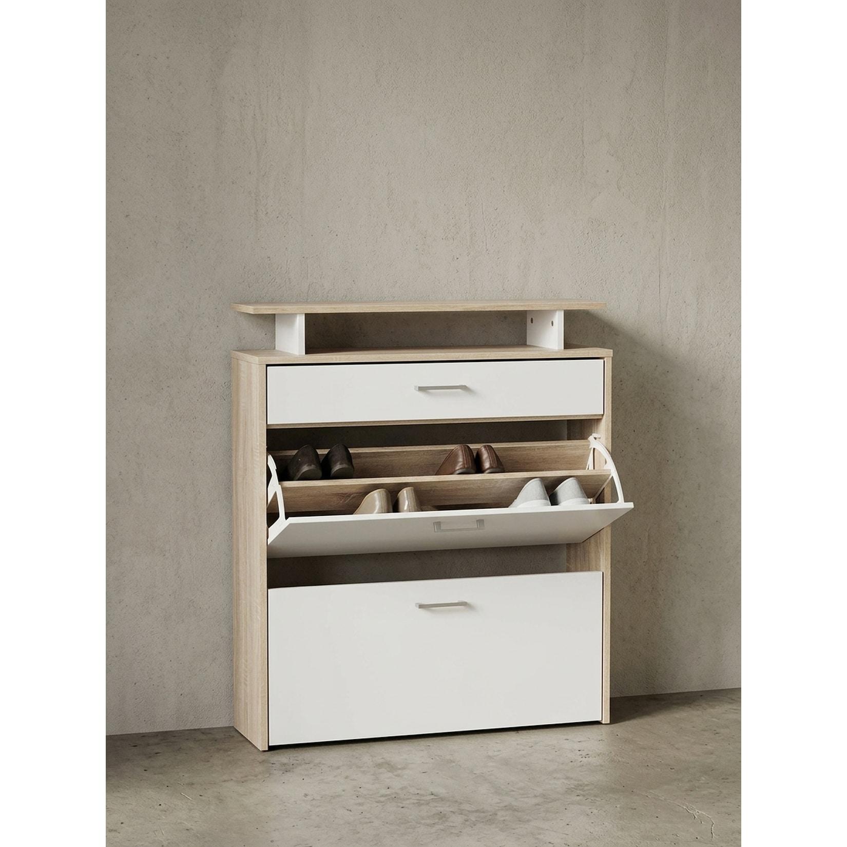 Schuhkipper – Sonoma Eiche, 80x95x24 cm, schmal, modern, mit Schublade