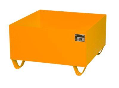 Stahl-Auffangwanne ohne Gitterrost, 800 x 800 mm, orange RAL 2000