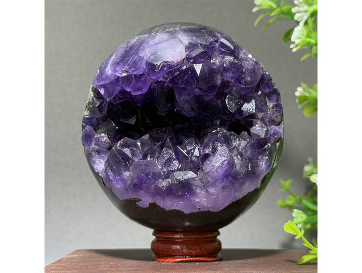 Groupe d'améthyste naturelle en forme de boule rire, pierre minérale originale, énergie de guérison, richesse, décoration d'intérieur, cadeau porte-bonheur + base