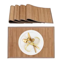 Relaxdays Tischset 4er Set Bambus Hellbraun
