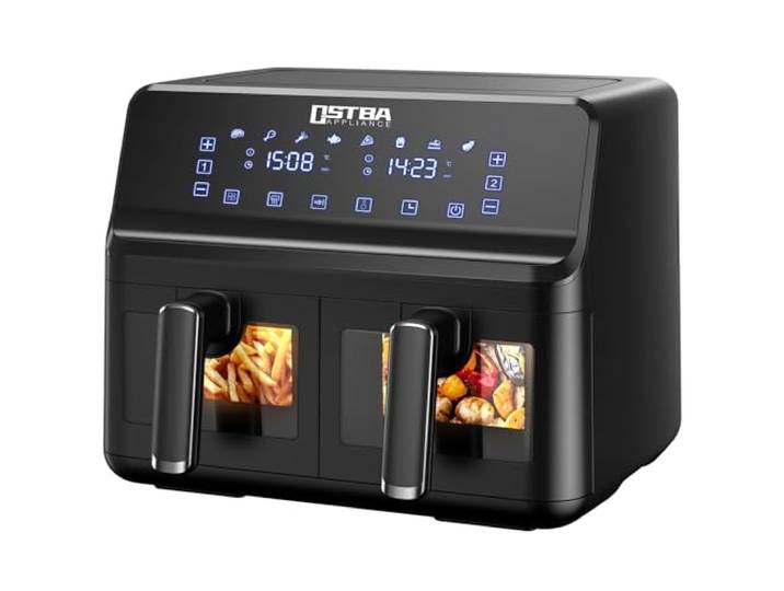 1700W Heißluftfritteuse, 8L Doppelkorb, Touchscreen, 360° Technologie, Schnell & Gesund
