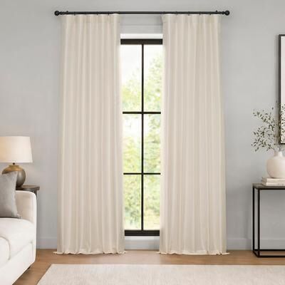 Exclusive Fabrics Exclusive Fabric Off-white Textured Faux Dupioni Light Filtering Silk Curtains (1 Panel)