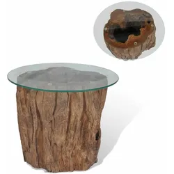 vidaXL Couchtisch Teak Glas 50x40 cm