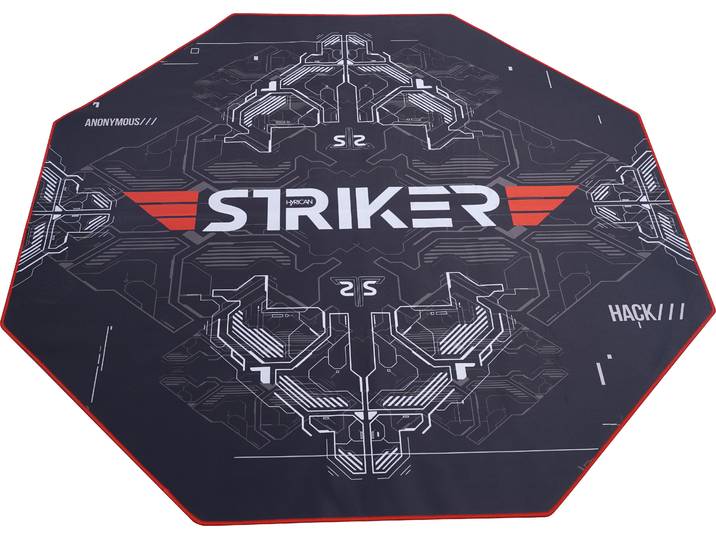 Bodenschutzmatte HYRICAN Hyrican Striker Gaming Stuhlunterlage/Bodenschutzmatte 1100x1100x2mm , rot, B:110cm H:2mm L:110cm, Kunststoff, Bodenschutzplatten, Bodenschutzmatte, 8- eckige Form