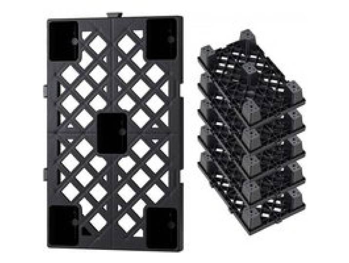 VEVOR Palettes en Plastique Emboîtables Lot de 6, Palettes de Sol Empilables, avec Grille Respirante et Pieds de Support, Résistantes à l'Humidité, pour Sous-Sol Garage Entrepôt, 500x305x100 mm, Noir