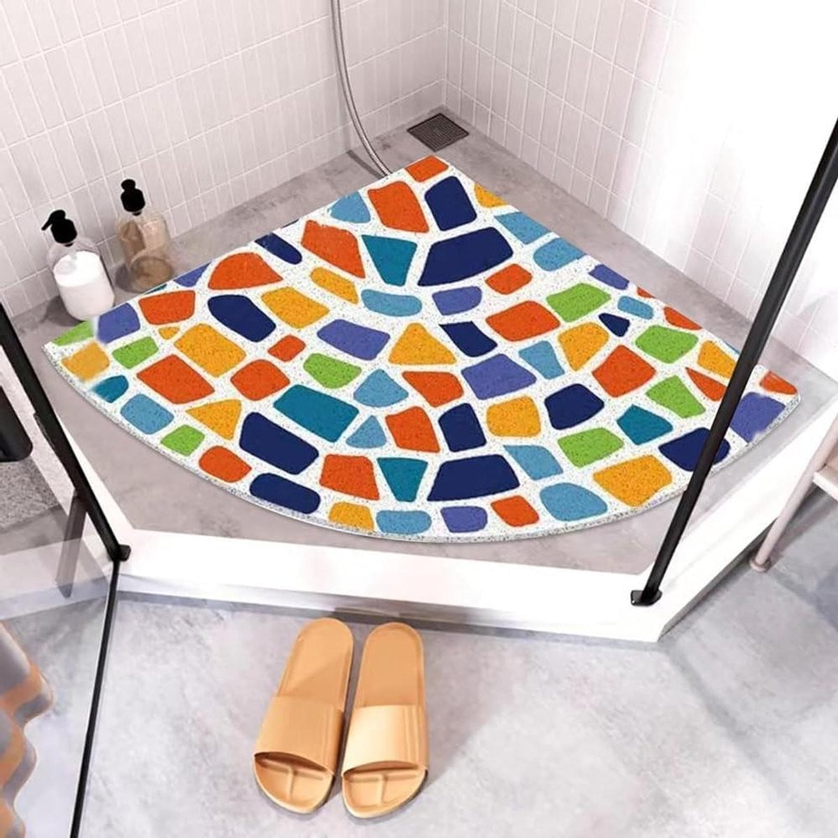 Merkloze antislip hoekdouchemat met zachte textuur, Stijl A, 45 x 45 cm